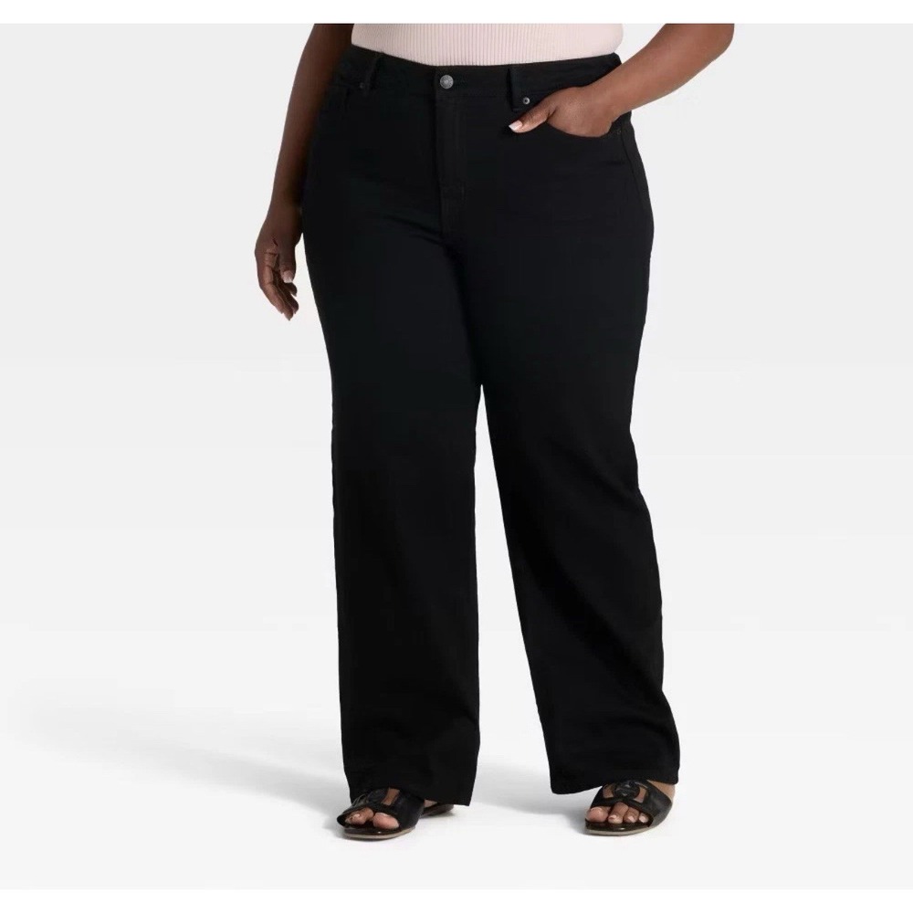 Ava & Viv Women's High-Rise Straight Leg Jeans Black Size‎ 26